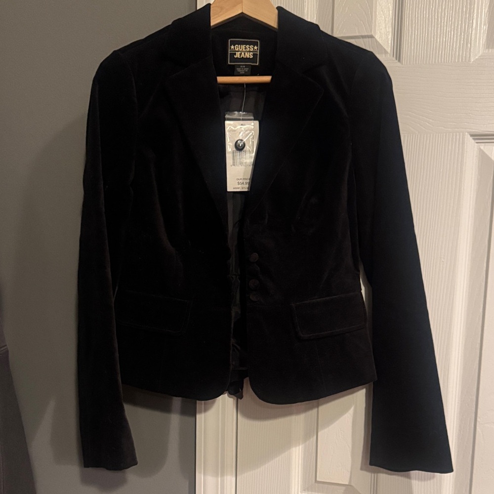 Guess Jeans Black Velvet Blazer